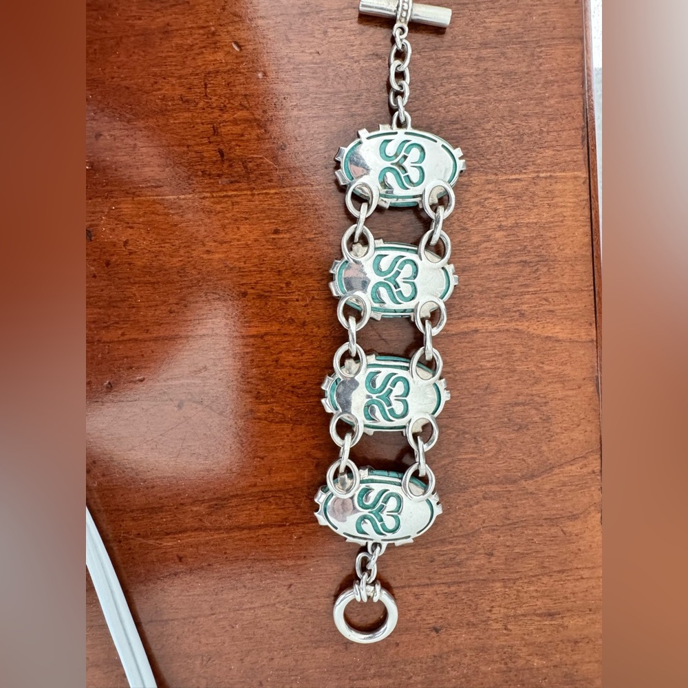 Slane & Slane Turquoise and Silver Link Bracelet - Picture 2 of 5